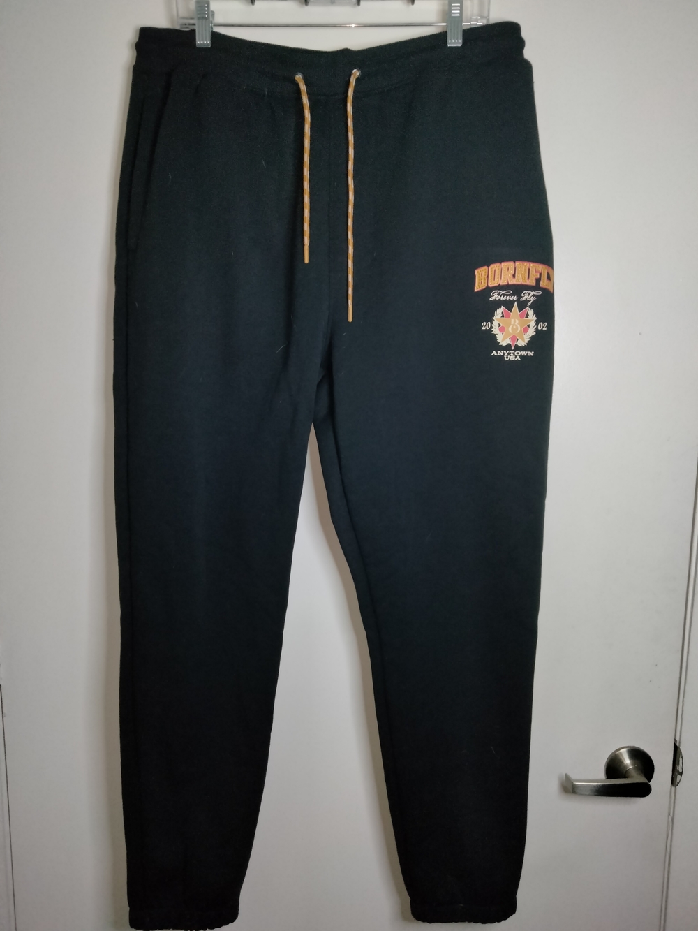 Born Fly (Size XL) Men's Black Graphic Logo Joggers with Drawstring (NEW-NWT)